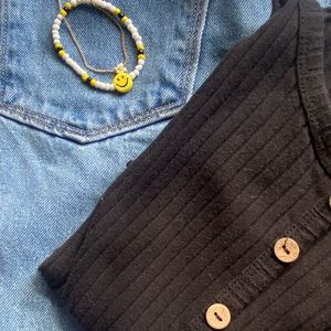 Black ribbed cropped long sleeve